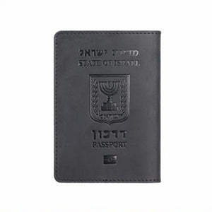 Leather Israeli Passport Cover Menorah Case Travel Wallet