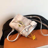 Pink Crossbody Bag with Lock, High-Quality Texture Handbag