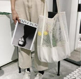 Hollow Beach Bag Mesh Handbag Shopping Tote Portable Canvas