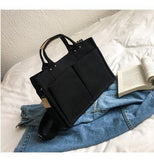 Cotton Women's Canvas Shoulder Bag Large Capacity Foldable Reusable Shopping Bag