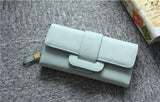 Matte Leather Wallet with Drawband Buckle for Women