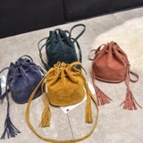 Frosted Tassel Bucket Bag for Autumn & Winter