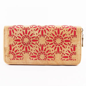 Red Floral Cork Wallet Gift for Vegan Women