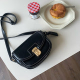 Leather Splicing Canvas Saddle Bag Small Square Bag