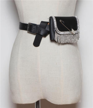 Diamond Rhinestone Waist Belt with Money Bag Fanny Pack