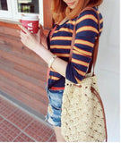 Woman Crochet Shoulder Bag Rattan Straw Beach Hollow Out Bag