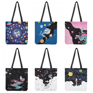 Space Astronaut Printed Tote Bag Foldable Handbag