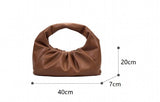 Big Half Moon Bag Ruched Shoulder Bag Soft PU Leather Top-handle Tote