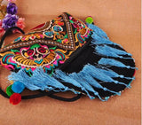 Ethnic Embroidery Canvas Messenger Shoulder Bag Tassel Women Bag