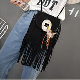 Vintage Fringe Crossbody Bag for Women Feather Purse