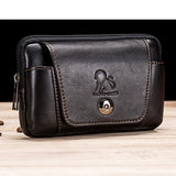 Men's Leather Belt Bag 5.5-Inch Phone Waist Bag Sunglass Pockets