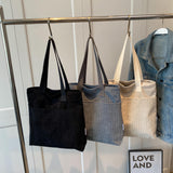 Corduroy Shoulder Shopping Bag for Autumn and Winter