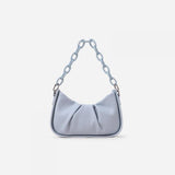 Spring Top-Handle Handbag Pleated Retro PU Leather Shoulder Bag