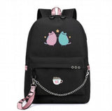 Unicorn Cat USB Port Backpack School Bags for Boys Girls
