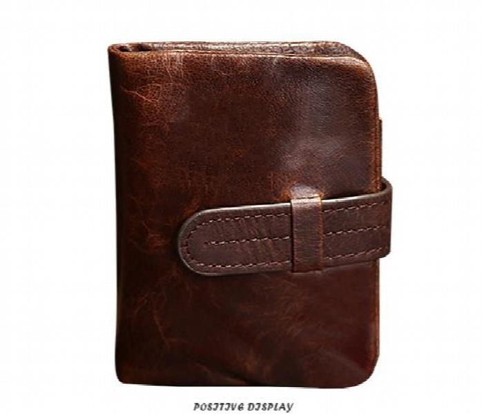 Men's Retro Crazy Wallet Folding Buckle High Oil Wax Leather Wallet