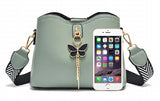 Fitshinling PU Women's Bag Butterfly Pendant Purse Female Faux Leather