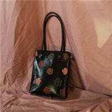 Japanese Pu Leather Flowers Messenger Bag Shoulder Bags