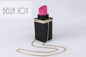Red/Pink Lipstick Acrylic Blocks Dinner Makeup Shoulder Strap