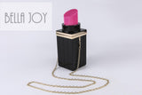 Red/Pink Lipstick Acrylic Blocks Dinner Makeup Shoulder Strap