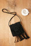 Straw Shoulder Bag Cotton Rope Hollow Woven Tassel Bag