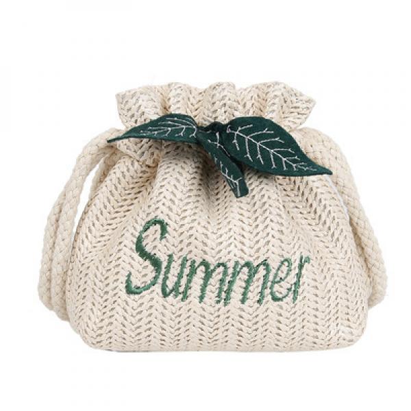 Straw Woven Bucket Small Bag Women's Shoulder Messenger Bag
