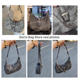 Canvas Hobos Underarm Bag High-quality Female Crescent Purse Handbags