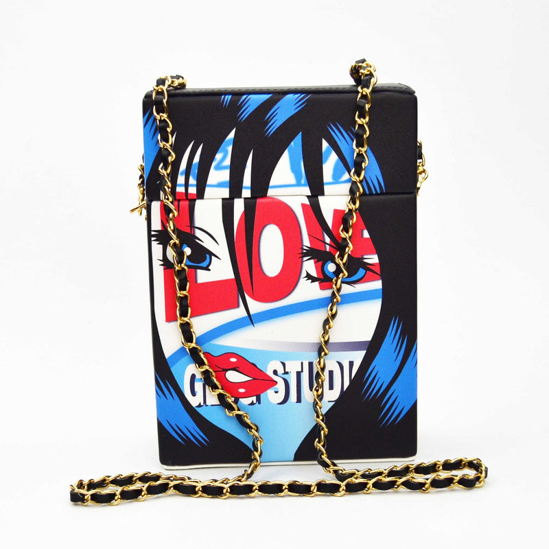 Girl Face Messenger Chain Flap Shoulder Box Bag