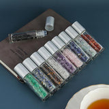 10pcs Healing Crystal Roll-On Essential Oil Bottles with Semiprecious Stones