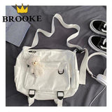 Canvas Messenger Bag Women High Capacity Student Bag Travel Bag