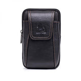 Men's Retro Cowhide Leather 5.5 Inch Waist Bag Phone Pockets Belt Bag