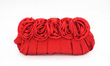 Retro Silk Flower Shoulder Bag Metal Evening Clutch Purse