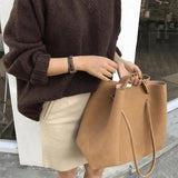 Vintage Nubuck Leather Women's Handbag Messenger Bag Casual Big Top-Handle Bag