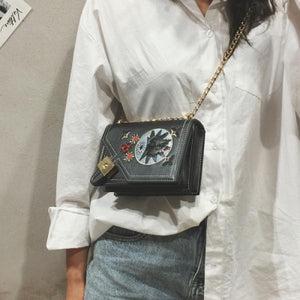 Mini Girl Small Satchel Embroidery Flower Chain Bag Single Shoulder Bag