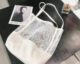 Hollow Beach Bag Mesh Handbag Shopping Tote Portable Canvas