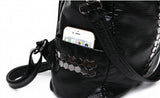 High Star Backpack Wash Water PU Leather Travel Bag Women Leisure Rivets Girl