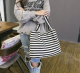 Striped Canvas Handbag Large Capacity Shoulder Baby Bag