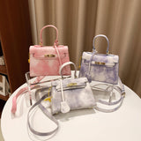 Pink Crossbody Bag with Lock, High-Quality Texture Handbag