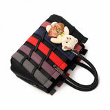 Spring Woven Handbag Middle-Aged Women's Bag with Bear Pendant