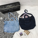 Denim Bag Wide Shoulder Strap Denim Tote Bag Casual Handbag For Women