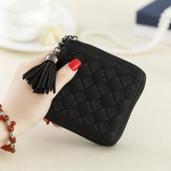 Women's Hand-woven Zipper Short Wallet