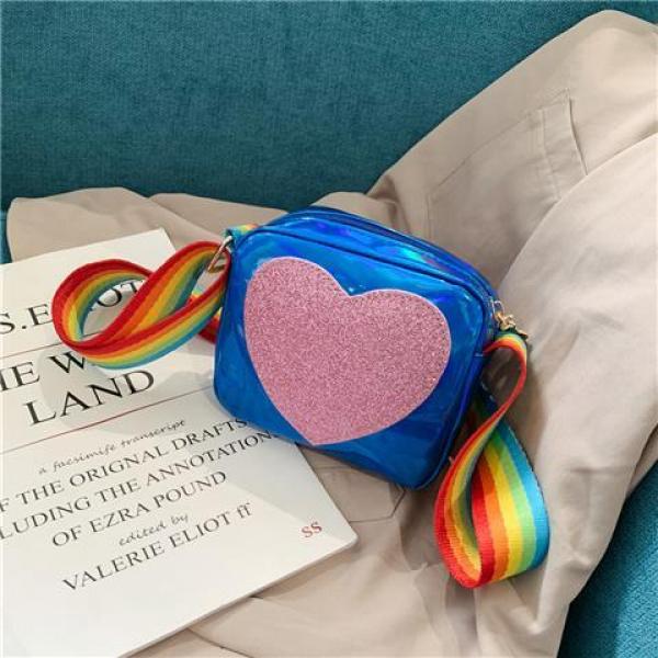 Girls Mini Crossbody Hand Bag Children's PU Leather Rainbow Love Princess Coin P