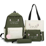 Canvas Backpack Set for Teen Girls Students 4pcs