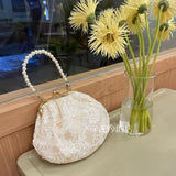 Retro Jacquard Vintage Floral Tote Bag With Lace