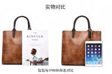Women's Retro PU Leather Tote Shoulder Bag 3 Pcs Set Handbags