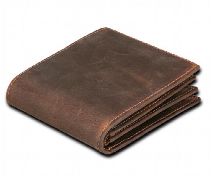 Vintage Leather Wallet Money Clip Brown