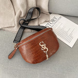 Casual Leather Waist Bag Chest Crossbody Purse for Women