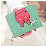 Cat Print Short Zipper Women's Wallet