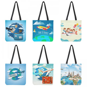 Aircraft Printing Tote Bag For Women High Capacity Ladies Shopper Bag
