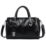 Oil Wax Leather Boston Shoulder Bag Soft Leather Big Bag