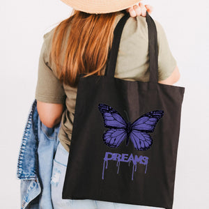 Butterfly Punk Canvas Women Shopping Bags Girl Shoulder Cloth Bags